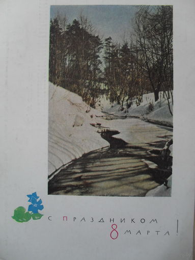 ЧИСТАЯ ПОЧТОВАЯ ОТКРЫТКА. С ПРАЗДНИКОМ 8 МАРТА. 1963 год. ХУД. А.В. ПЛЕТНЕВ.