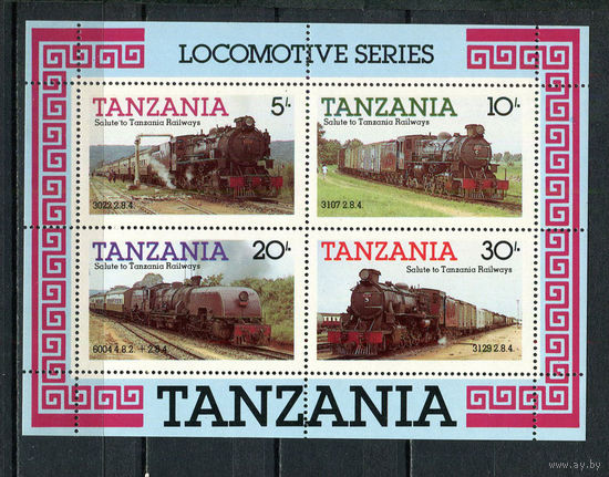 Танзания - 1985 - Локомотивы - [Mi. bl. 44] - 1 блок. MNH.  (Лот 96Go)-T41P7