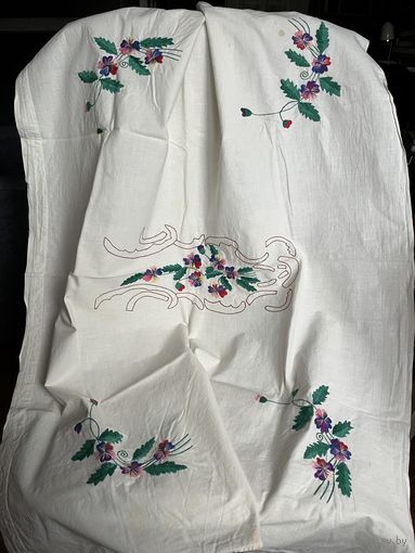 Шторка с вышивкой, х/б
