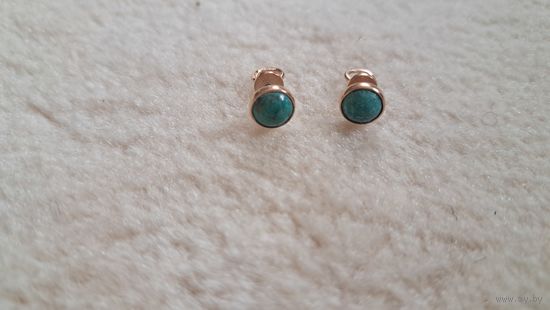 Серьги 585 проба с бирюзой.