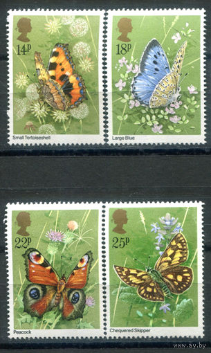 Великобритания - 1981г. - бабочки - 4 марки - полная серия, MNH [Mi 875-878]. #3-GB-Z-1-13