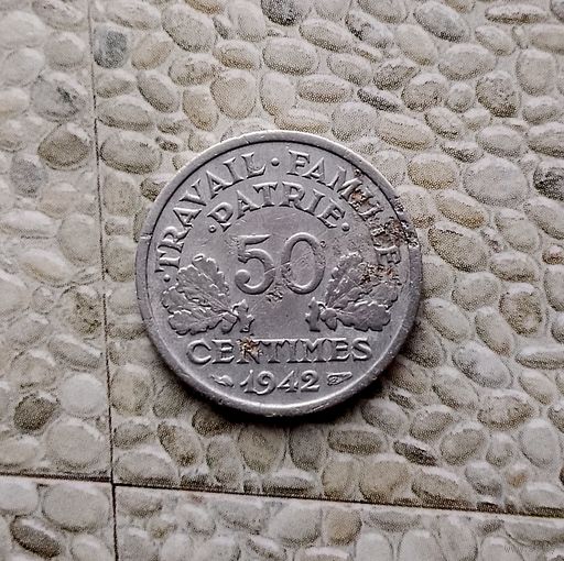 50 сантимов 1942 года Франция. Режим Виши.