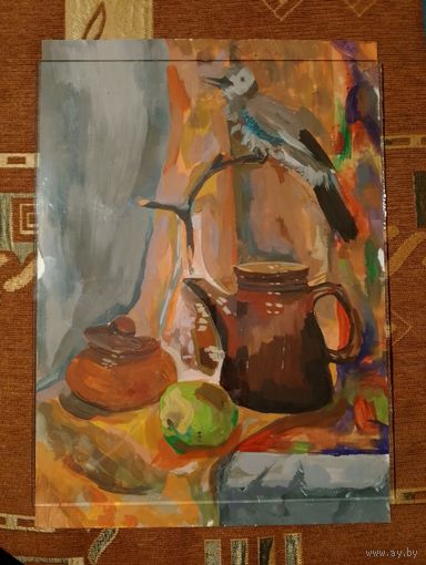 Картина натюрморт с птицей