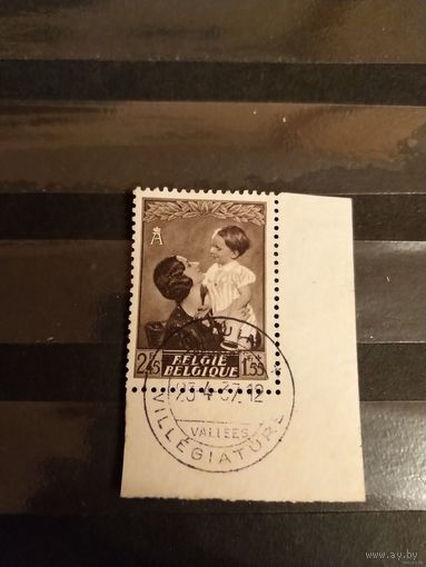 1937 Бельгия мих450 концовка оценка 7 евро королева с наследником угловая полное четкое гашение (3-6)