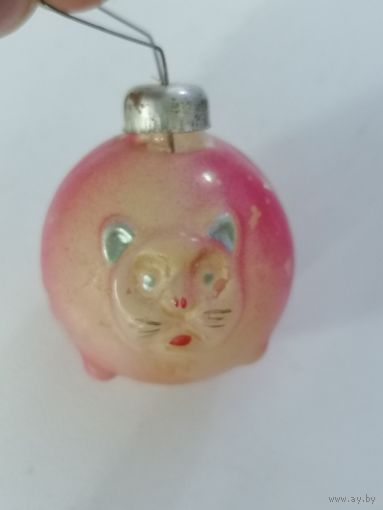 Редкая елочная игрушка СССР, кот, кошкин дом