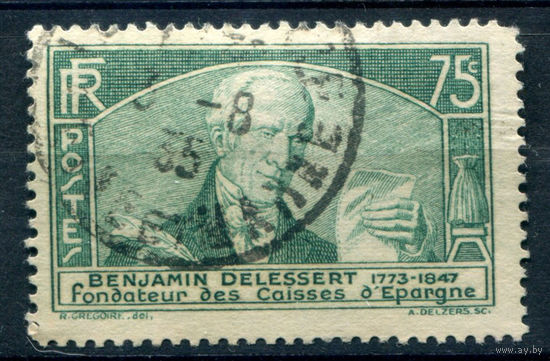 Франция - 1935г. - Бенжамен Делессер. Конгресс сберегательных банков - 1 марка - полная серия, гашёная [Mi 299]. #2-Fr-47-A-2
