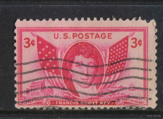 США 1948 Фрэнсис Скотт Ки - автор гимна США Флаги США 1814 и 1948 #575
