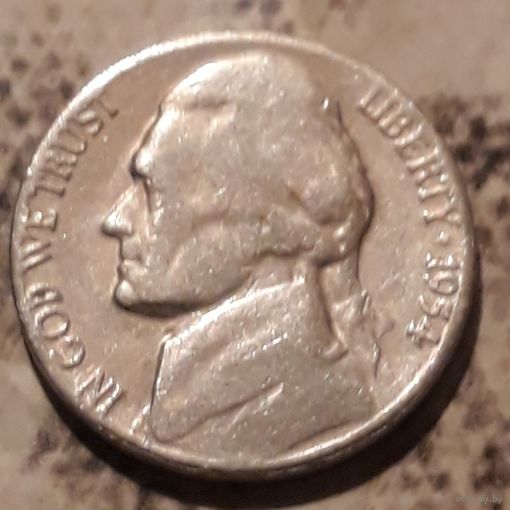 5 центов  1954 S США Джеферсон