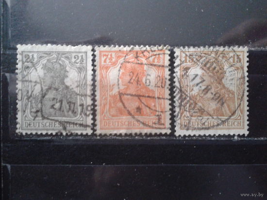 Германия Рейх 1916 "Германия" 5-й выпуск Полная серия (3)  Михель-8,5 евро гаш