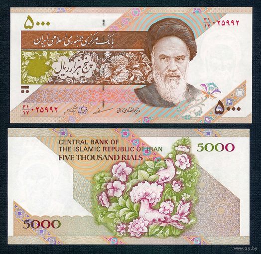 Иран 5000 риалов 1993-2009 год. UNC