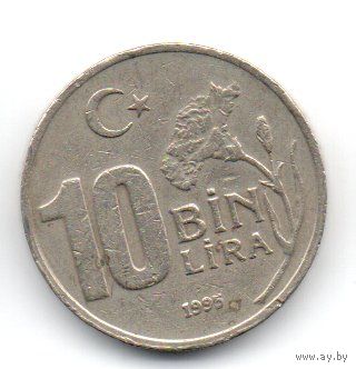 ТУРЕЦКАЯ РЕСПУБЛИКА. 10 000 ЛИР 1995. ГВОЗДИКА