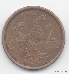 КОРОЛЕВСТВО НОРВЕГИЯ. 2 ЭРЕ 1966. ФАУНА. ТЕТЕРЕВ.