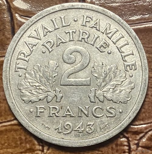 Монета 2 франка 1943 год. Франция.