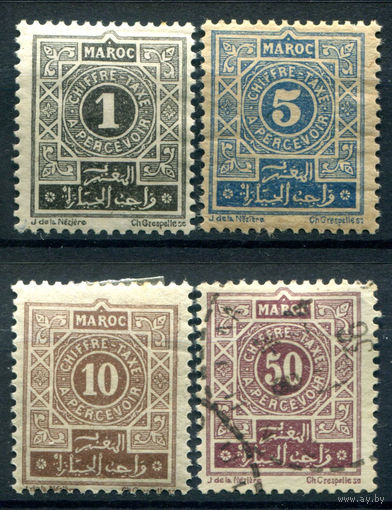 Французские колонии - Марокко - 1917г. - орнамент, служебные марки - 4 марки - MH, 1 марка гашёная. #4-W1-127-A-1