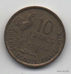 ФРАНЦУЗСКАЯ РЕСПУБЛИКА 10 ФРАНКОВ 1951 В. ПЕТУХ