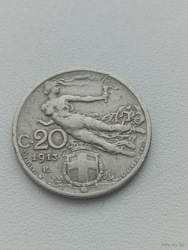 Италия 20 чентезимо 1913 год