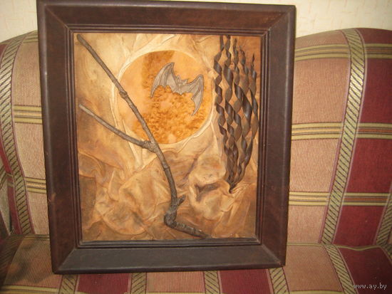 Картина "Ночь" - натуральная кожа