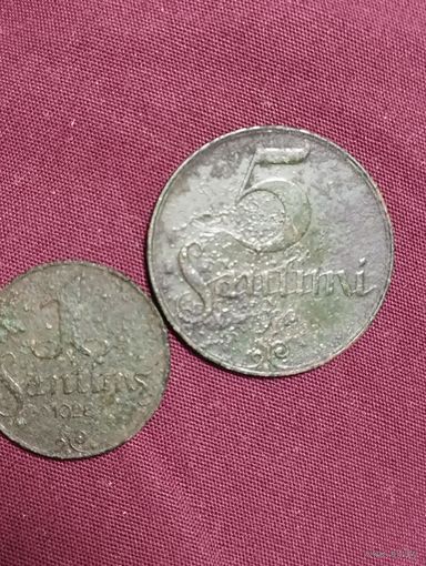 Монеты Сантимы(Латвия)