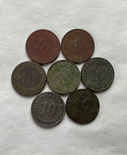 10 пфенингов 7 шт
