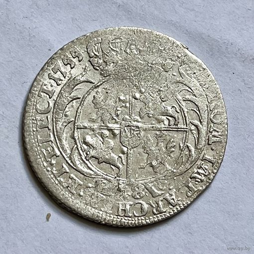 Монета СЕРЕБРО 1/4 талера ОРТ 1755 год