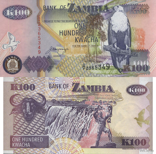 Замбия 100 Квача 1992 UNC П1-160