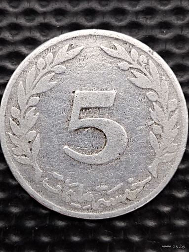 Тунис 5 миллимов 1960 г.