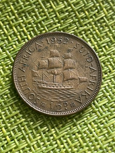 Южная Африка 1/2 пенни 1952 г ( встречается реже, тираж 2 года )