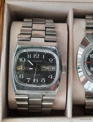 Часы SLAVA танк automatic СССР. Достойное состояние. Родной браслет.