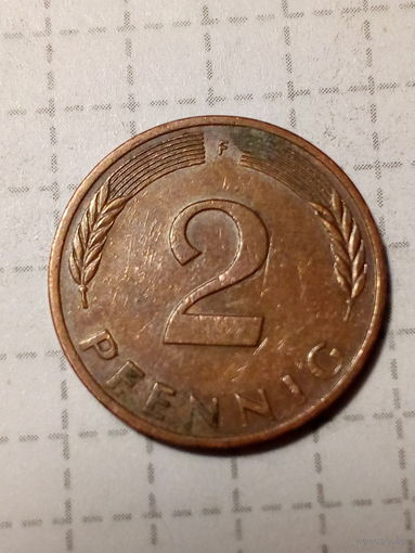 2 пфеннига ФРГ  1979 F год