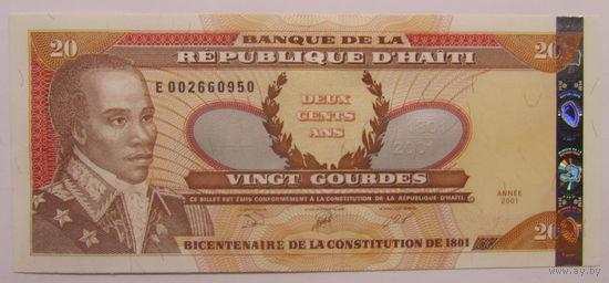 Гаити 20 гурдов 2001 г UNC.