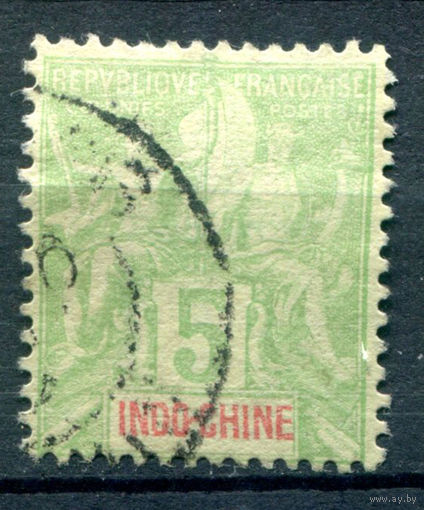 Французский Индокитай - 1899/1901г. - аллегория, 5 с - 1 марка - гашёная [Mi 17]. #4-W1-127-B-1