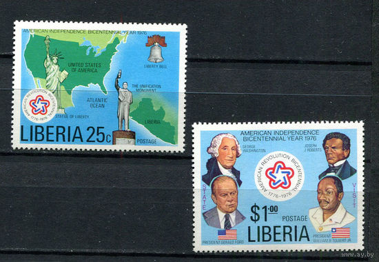 Либерия - 1976 - 200-летие Независимости США - [Mi. 1013-1014] - полная серия - 2 марки. MNH.  (Лот 114CO)