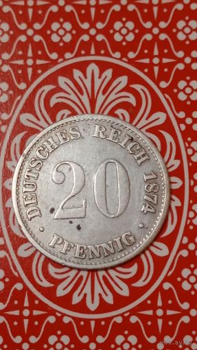 Германия 20 пфеннигов 1874 В
