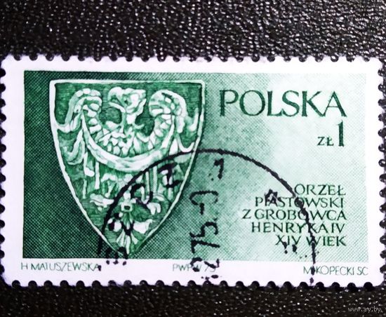 Марка Польша 1975 год Герб династии Пястов