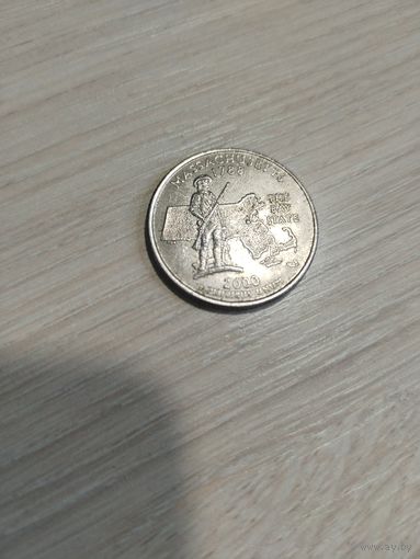 25 центов США, квотер штат Massachusetts