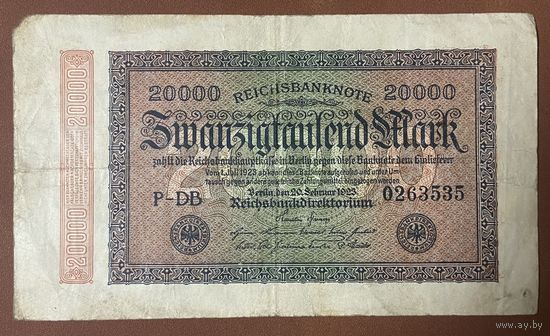 Банкнота 20000 марок 1923 год. Веймарская республика