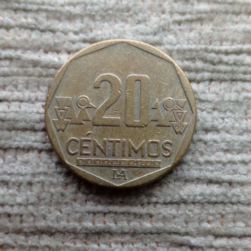 Werty71 Перу 20 сентимо 2001 без точек