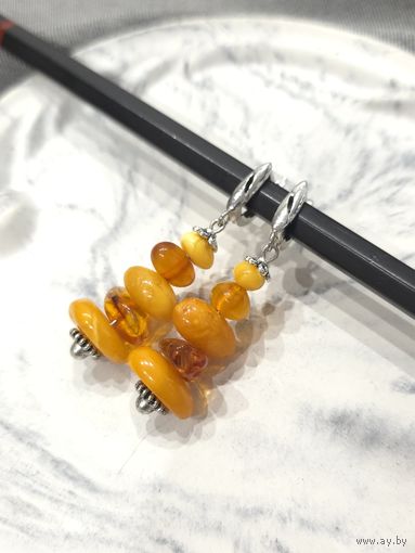 Серьги натуральный балтийский янтарь