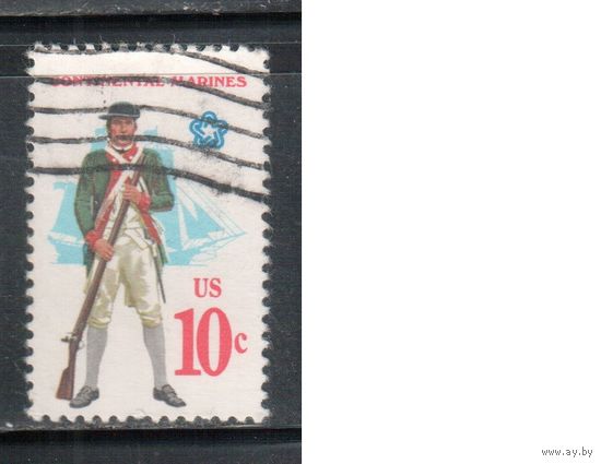 США-1975, (Мих.1175) , гаш. , 200-лет независимости ,Военная форма, Оружие(1)