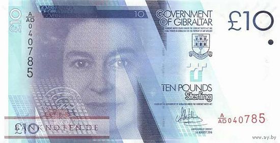 Гибралтар 10 фунтов образца 2016 года UNC p36