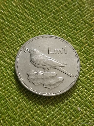 Мальта 1 лира 1986 г ( Голубой Скальный Дрозд )