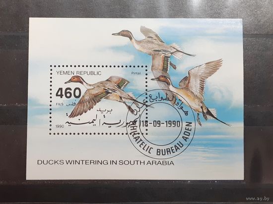 Йемен. 1990 год. Фауна. Птицы. Утки. Блок (402)
