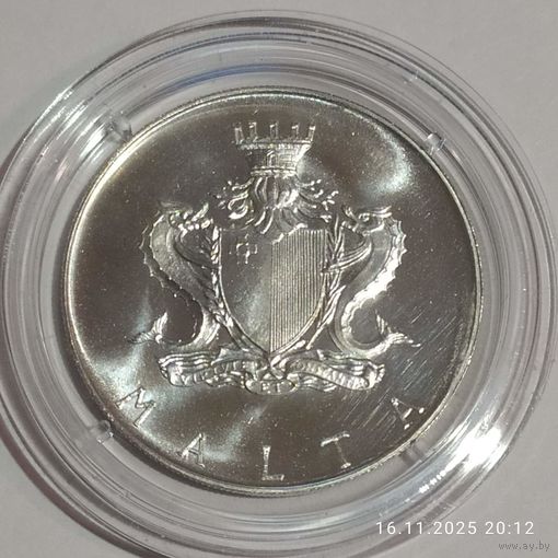 1 лира, 1972г. 987пр.,Мальтийская лира.Мануэль Димех.Тираж 55.000 т.