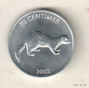 Конго 25 сантим 2002 Животные - Ласка