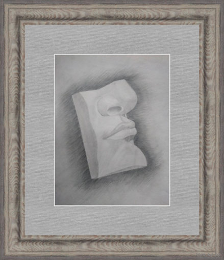 Рисунок, карандаш, фрагмент лица, 90-е