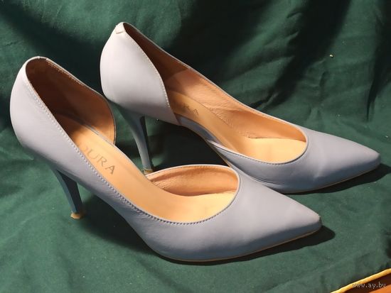 Туфли женские  кожанные, сероголубые р.39