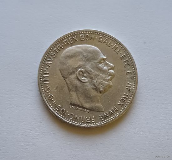 1 крона. 1913г. 835пр.,Франц Иосиф I. Венгрия.