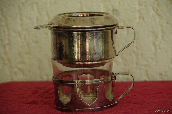 Подстаканник + стакан  +  заварник чая ( серебрение )