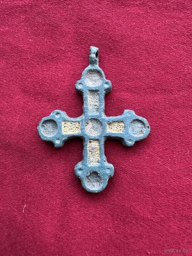 Крестик нательный старинный с эмалями
