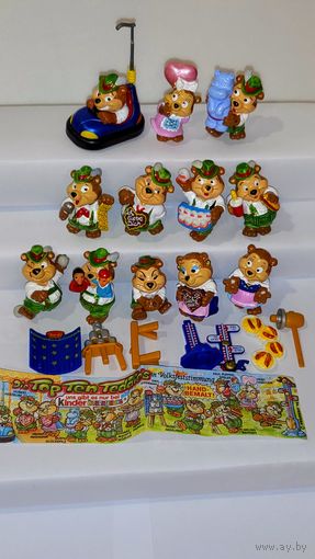 Киндер Полная коллекция Медведи на ярмарке 1996г. 2 ВАРИАНТНЫЕ фигурки. Коллекционное состояние.